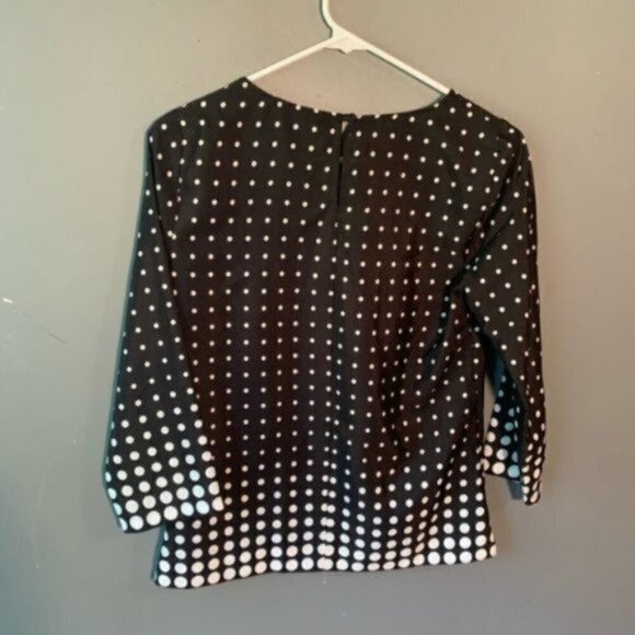 J. Crew Printed Scoop Neck Blouse Polka Dots Black - Picture 8 of 9